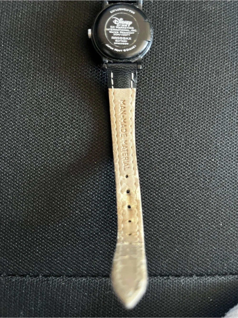 Disney Black & Tan Strap Wristwatch with Logo Back